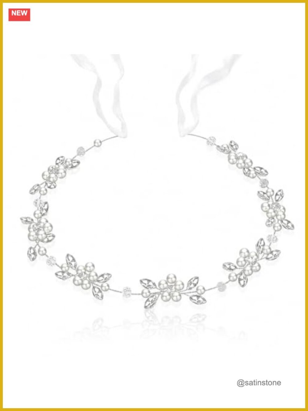 Pearl Rhinestone Floral Headband Handmade Wedding Hair Accessory